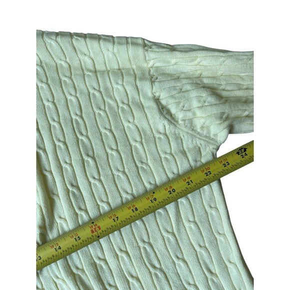 T.Harris London Cable Knit  Cardigan Sweater Mens Large Yellow Preppy Classic - Picture 6 of 8